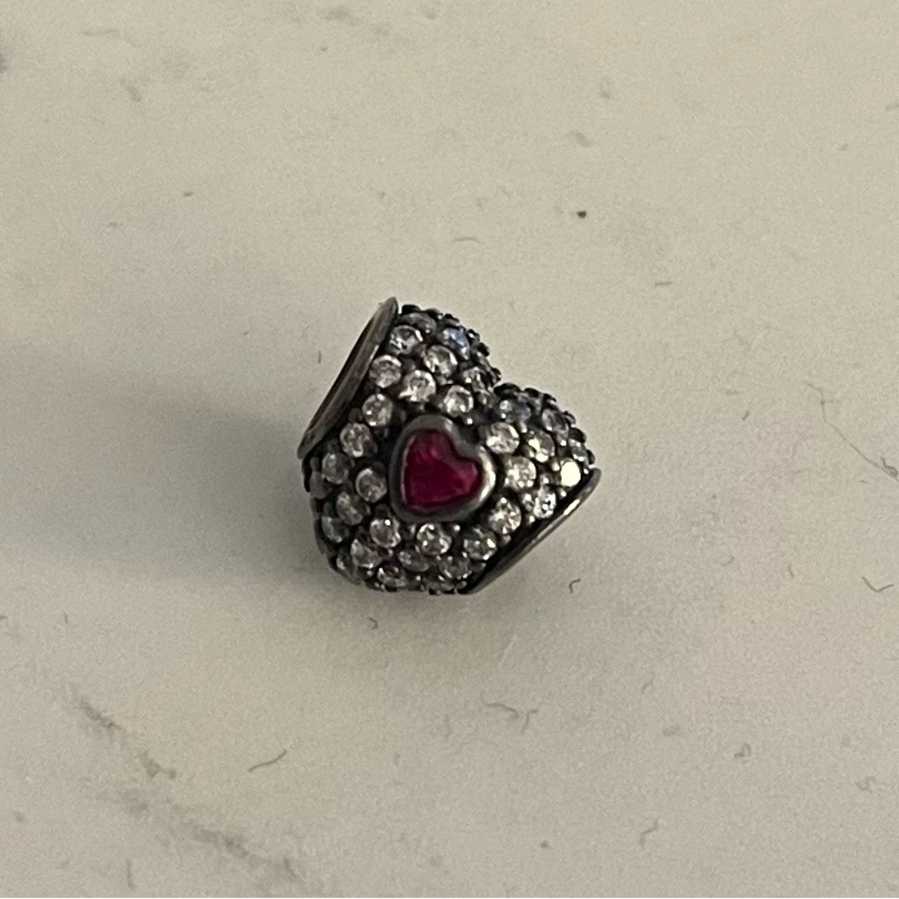 Pandora Silver Charm with Red Heart